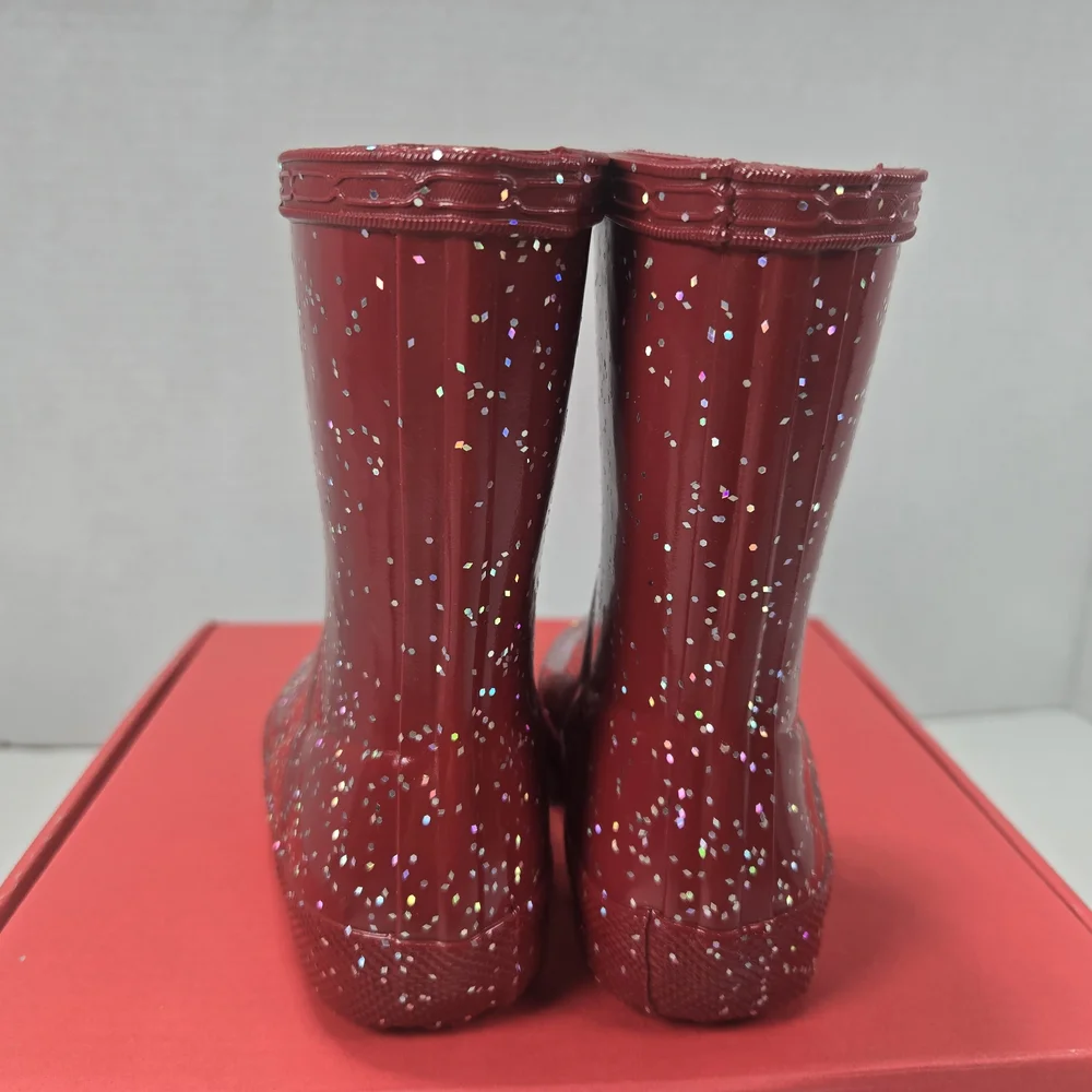 Hunter Kids First Glitter Rain Boots In Vital Burgundy Size EU 21 US C5 - C6